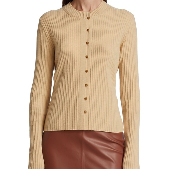 Vince Ribbed Button-Front Cardigan - Picture 2 of 11
